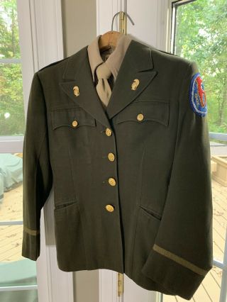 Wwii Women’s Army Corps Officer’s Service Jacket And Overseas Cap