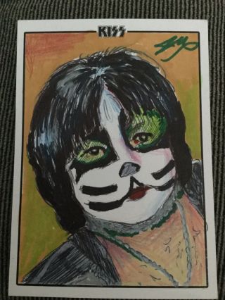 Kiss Premium Trading Cards Dynamite Peter Criss Sketch Card 1/1 Signed Artist