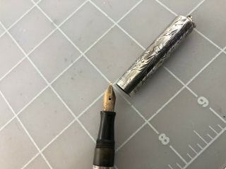 Judd ' s Vintage Waterman 452 1/2V Sterling Silver Fountain Pen w/14kt.  Gold Nib 3