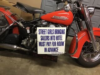 Rare Vintage Porcelain Large Hotel Street Girl Sailor Sign Harley Route 66 Nyc