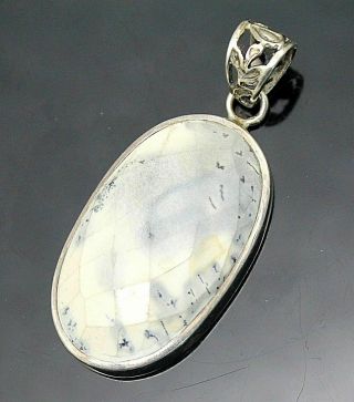 Gorgeous Vintage Faceted White Buffalo Turquoise Sterling Silver Pendant