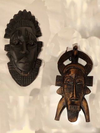 Vintage African Tribal Masks Hand Carved Wood Ethnic Art Unique