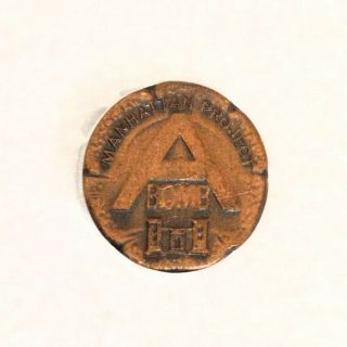 Rare Vintage Wwii Manhattan Project " A " Bomb Bronze Lapel Pin