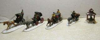 5 Dept 56 Retired Snow Village Horse & Buggy Carriages Covered Water Pump Qq47