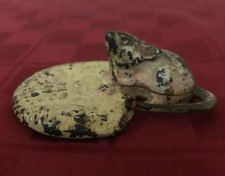 Vintage Cast Iron Figural Mouse Paperweight Advertising Crown B H Biscuit 3”