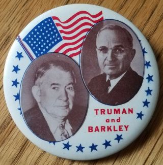 3.  5 " Truman Barkley Jugate Campaign Pinback - 1948