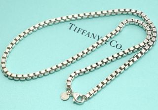 Authentic Sterling Silver Tiffany & Co.  Venetian Box Link Chain Necklace 18 "