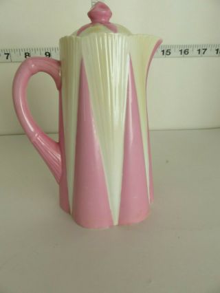 Vintage Shelley Hot Pink And Cream Art Deco Star Pattern Small Hot Water Pot