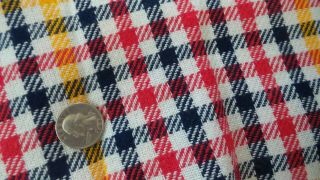 Vintage Houndstooth Plaid Wool Blend Fabric Red,  Gold,  Navy On White 1 - 1/2 Yd/60 "