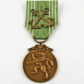 Vintage 1941 - 1945 Wwii Belgium Maritime Belgian Naval Military Service Medal