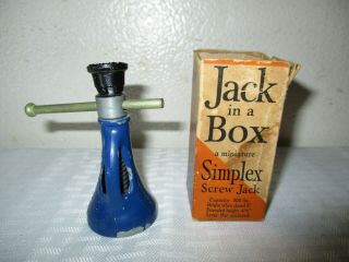 Vintage Blue Simplex Jack In The Box Miniature Screw Jack