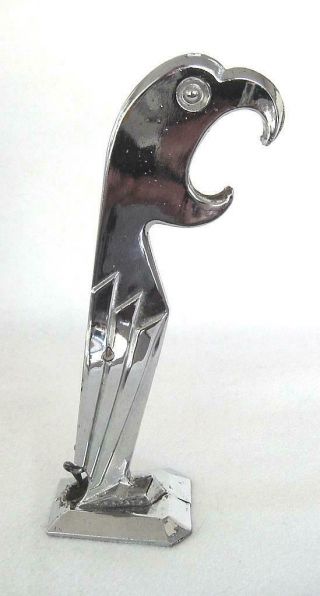 Vtg 1930s Negbaur Art Deco Chrome Parrot Bar Bird Bottle Opener Corkscrew Exclnt