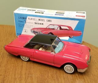 Vintage Red Bandai Tin Litho Friction Powered 1961 Ford Thunderbird Wow