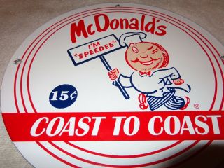 Vintage Mcdonalds Fast Food Restaurant 11 3/4 " Porcelain Metal Soda Gas Oil Sign