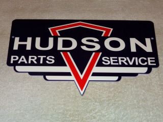 Vintage " Hudson Parts & Service Diecut 12 " Metal Car & Truck Gasoline & Oil Sign