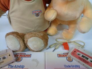 VINTAGE 1985 WORLDS OF WONDER TEDDY RUXPIN & GRUBBY W/ CORD BOOKS & CASSETTES 3