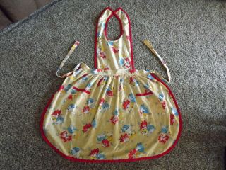 Vintage Full Size Apron With Pockets Cotton Fabric Colors