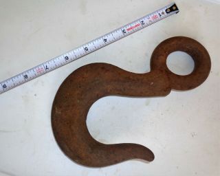 Antique Vintage Primitive Salvaged Cast Iron Lifting Hook Marked Vulcan 27