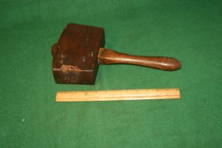 Antique 19th C Primitive Wheelwrights Wooden Mallet Tool Hammer Inv Fl09
