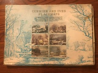 Vintage 1972,  Set Of 6 Currier And Ives Placemats