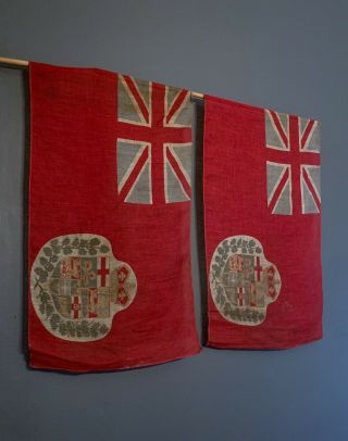 C.  1880 Five Province Canadian Red Ensign Parade Flags Canada Antique