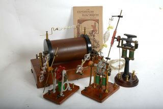Early Electric Motors For Rotating Geissler Tubes And Coil Made By Pericaud