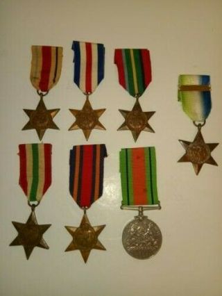 British Ww2 6 British Campaign Stars 1 With Clasp And 1 Defence Medal 100 Real