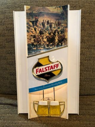 Vintage Falstaff Beer Lighted Sign,  Toasting Beer Mugs,  Motion