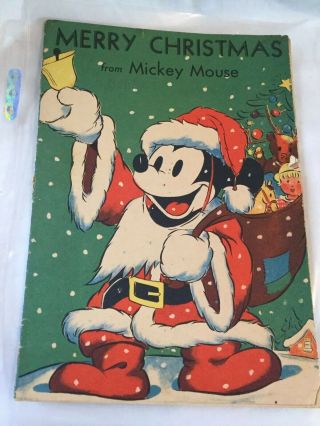 Vintage 1939 Merry Christmas From Mickey Mouse Comic Book Giveaway Rare