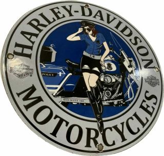 Porcelain Harley Davidson Enamel Sign 12 Inches