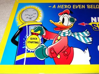 Vintage Sunoco Blue Donald Duck Gas Pump Walt Disney 12 " Metal Gasoline Oil Sign