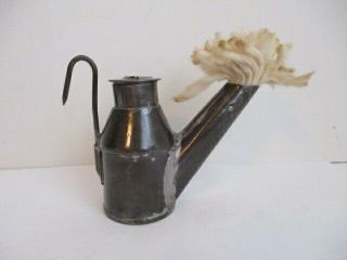 Early Tin Coal Miners/mining Cavers Oil Wick Teapot Lamp