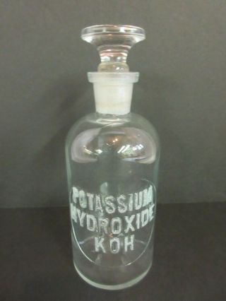 Potassium Hydroxide Koh Antique Apothecary Drug Store Bottle With Glass Stopper