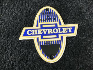 Vintage Chevrolet Porcelain Sign Gas Oil Service Station Pump Plate Rare Dealer