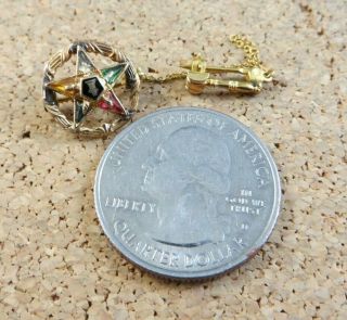 Vintage OES Masonic Order of the Eastern Star 10K Yellow Gold Gemstone Pin 324 3