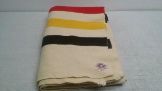 Pendleton Vintage Wool Blanket Glacier National Park 58 " X84 " Red Yellow Strips