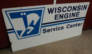 Vintage Wisconsin Engine Service Center Twosided Sign 48x24 Man Cave Gas Station