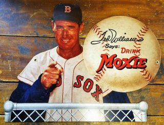 Ted Williams Mlb Baseball Player Moxie Soda Heavy Gauge Metal Advertising Sign