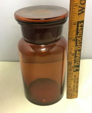 Antique Wide Mouth Brown Amber Apothecary Jar Bottle 500 Embossed On Bottom