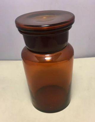 Antique Wide Mouth Brown Amber Apothecary Jar Bottle 500 Embossed On Bottom 2