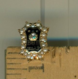 Vintage Beta Theta Pi Pearl Diamond Gold Fraternity Pin - Wow