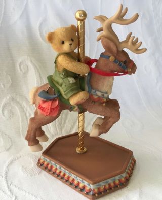 1999 Cherished Teddies Figurine Marcus On Reindeer Carousel Go Round W You Box