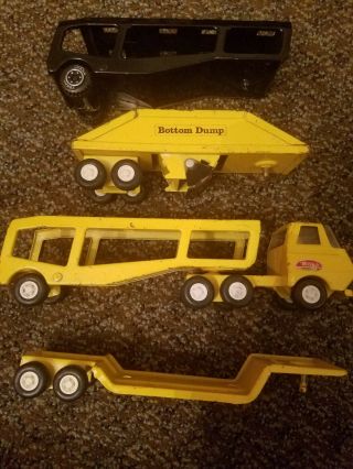 Vintage Mini Tonka Toy Truck Metal With Trailer Attachments Loaders Bottom Dump