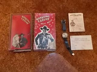 Vintage Hopalong Cassidy Signed Wrist Watch W Paper And Box Not Running