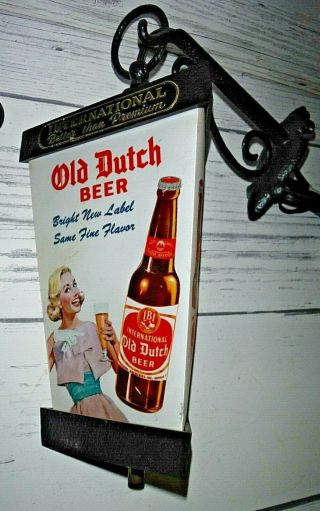 2 Vintage International Breweries Old Dutch Beer Hanging Light Up Lamps 2