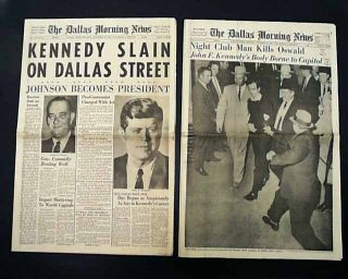 Best (2) Jfk John F.  Kennedy & Oswald Assassination 1963 Dallas Texas Newspapers