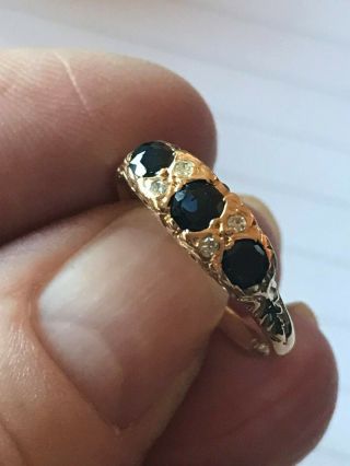Modernist 18 Carat Gold Sapphire & Diamond Victorian Style Ring Size P Yash217 - 3