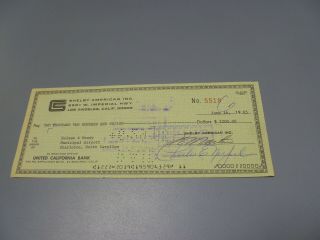 Vintage Shelby American Inc.  Canceled Check 1965 Holman & Moody