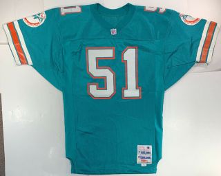 Vintage Nfl Wilson Pro Line Miami Dolphins 51 Authentic Jersey Mens 44 No Name