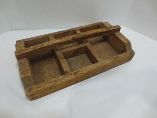 Vintage Hand Made Rustic Primitive Wooden Tool Caddy Box Carrier